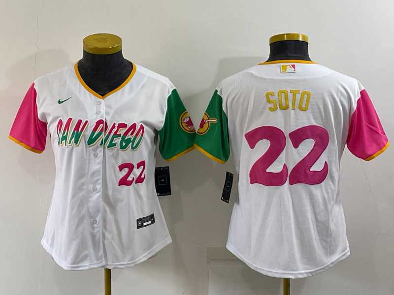 Women Padres 22 Juan Soto Number White 2022 City Connect Cool Base Stitched Jersey,We sell and wholesale Women Padres 22 Juan Soto Number White 2022 City Connect Cool Base Stitched Jersey on line form chian!